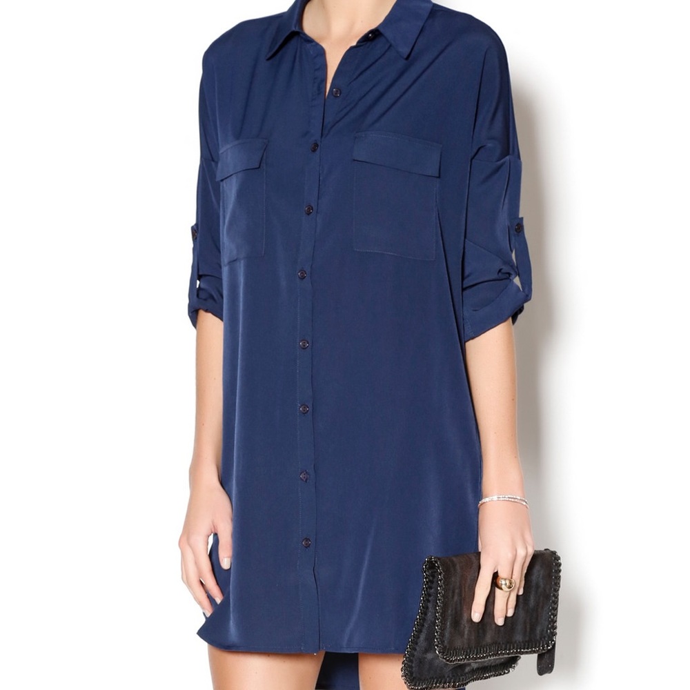 🔥Honey Punch | Navy Blue Shirt Dress Sz S